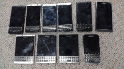 Lot of 10 Non-Working Blackberry KeyOne and Passport Smartphones w/Problems